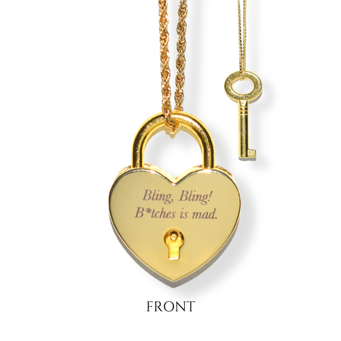 Engravable Lock & Key Necklace Set