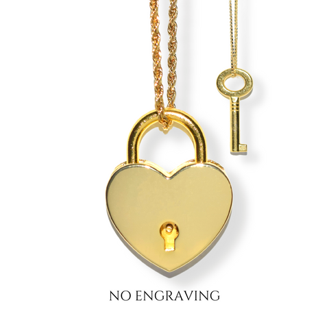 Engravable Lock & Key Necklace Set