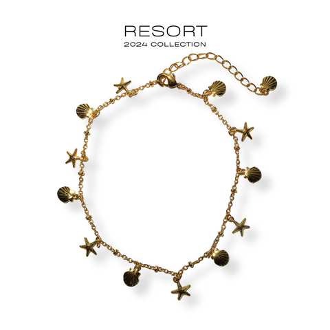 RESORT24: Starfish Seashell Dangle Anklet