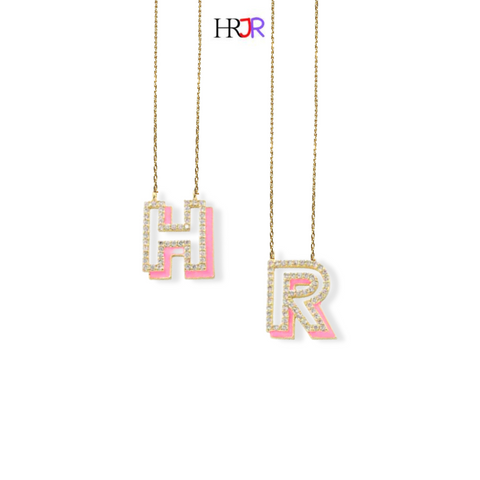 HR Junior: Pink Enamel Initial