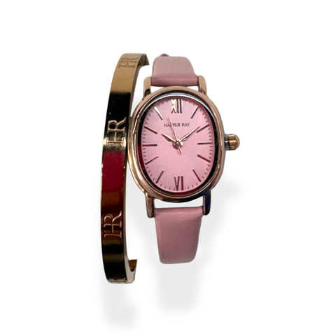 Aurora 21 & Harper Ray Monogram Bangle Bundle - Rose Gold