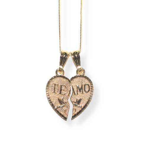 HOT Amo Heart Te Amo Gold Necklace Te Amo Broken Heart