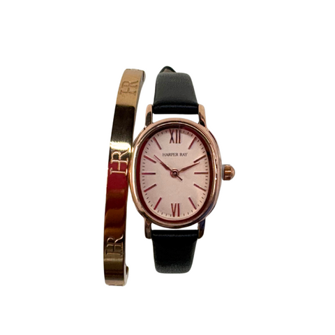 Aurora 21 & Harper Ray Monogram Bangle Bundle - Rose Gold