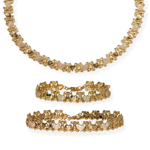 I Love You Teddy Bear Set - Necklace + Bracelet + Anklet Set